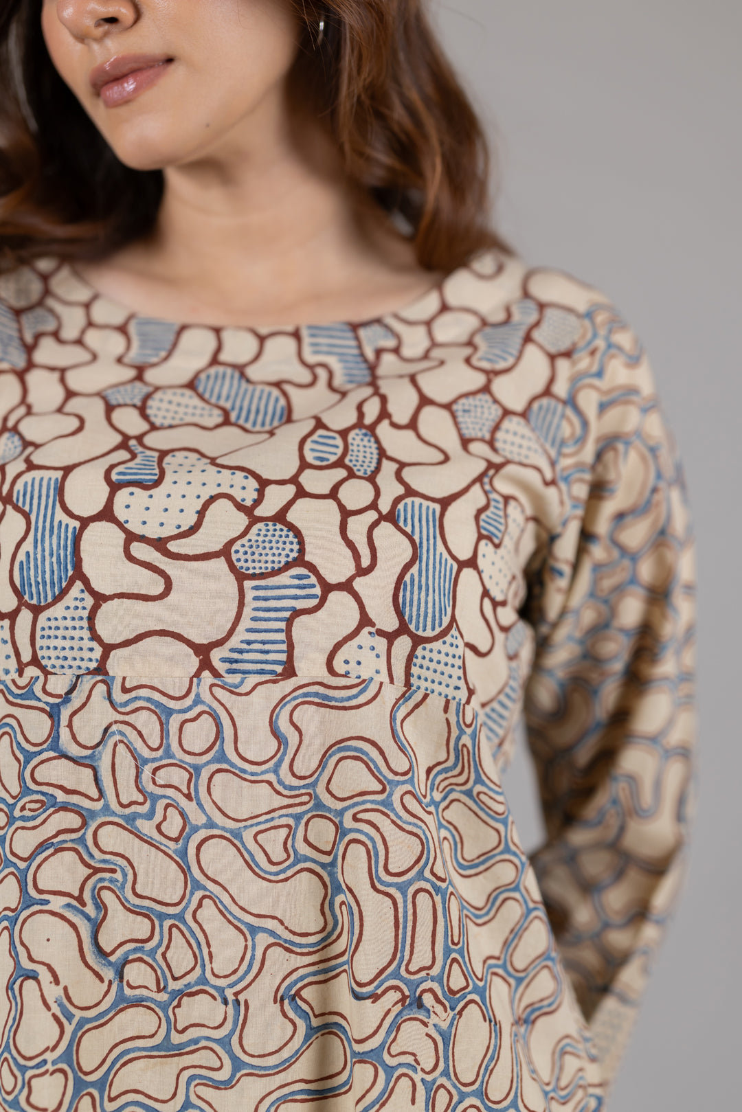Ajrakh Block Print Boat Neck Top - Kai
