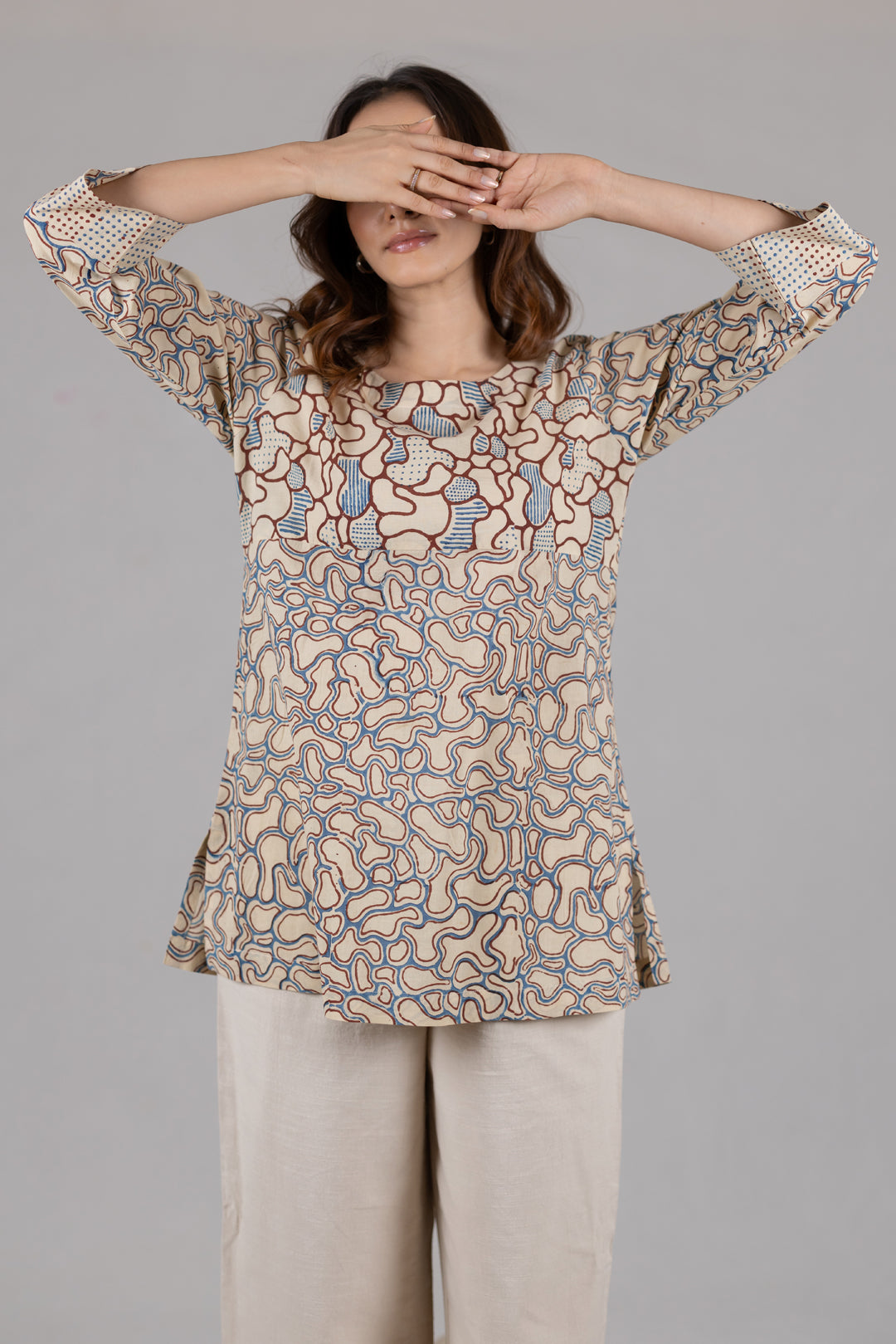 Ajrakh Block Print Boat Neck Top - Kai