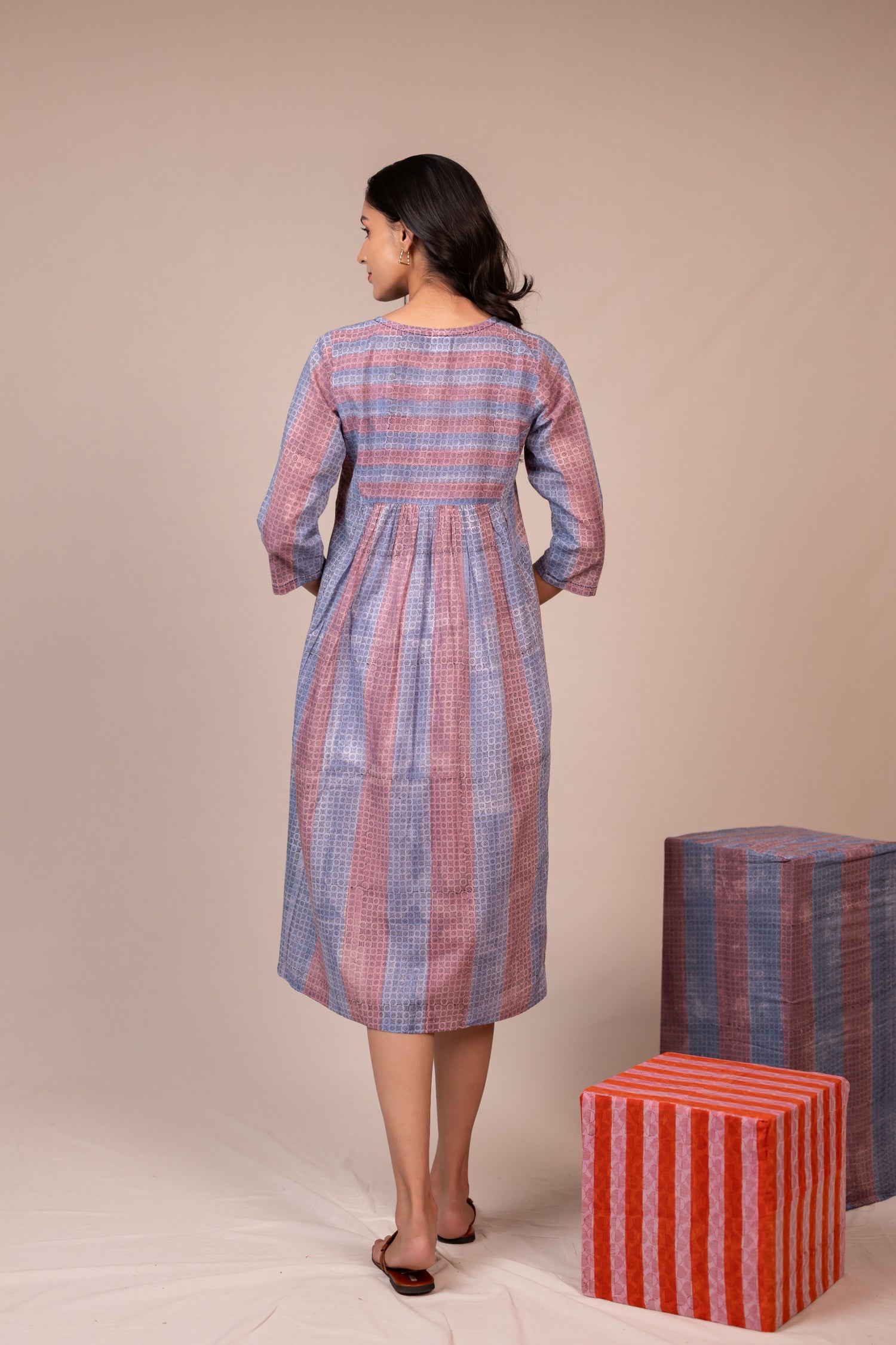 Light Lavender Hand Block Printed Cotton Dress – Bel