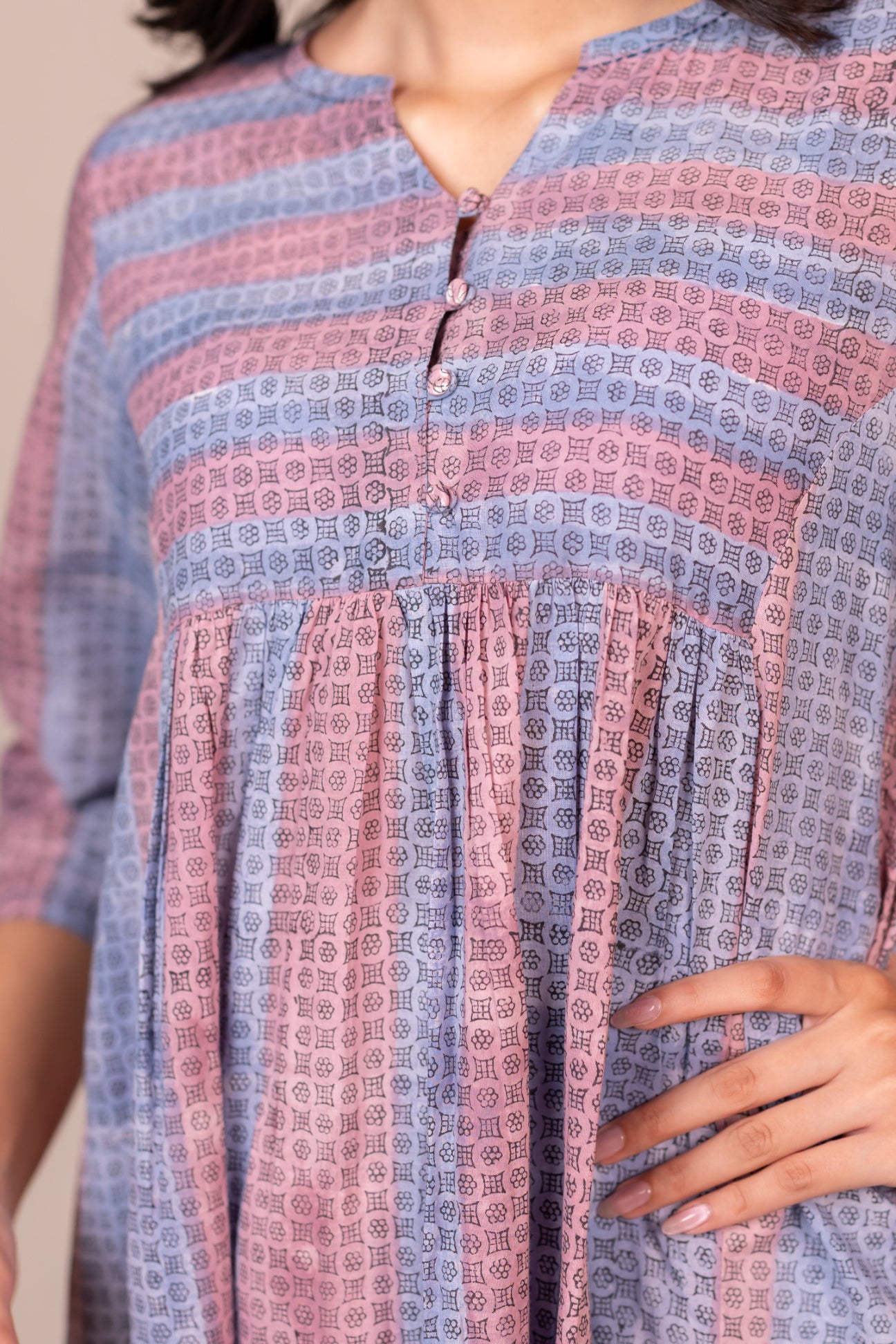 Light Lavender Hand Block Printed Cotton Dress – Bel