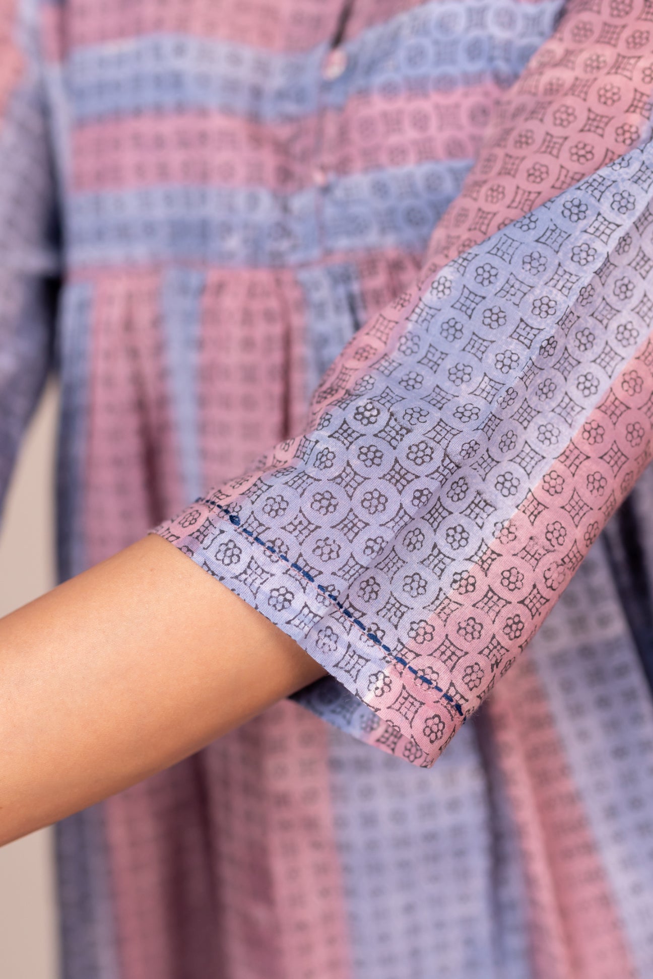 Light Lavender Hand Block Printed Cotton Dress – Bel