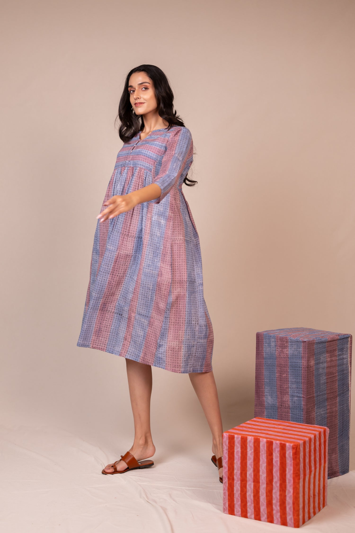 Light Lavender Hand Block Printed Cotton Dress – Bel