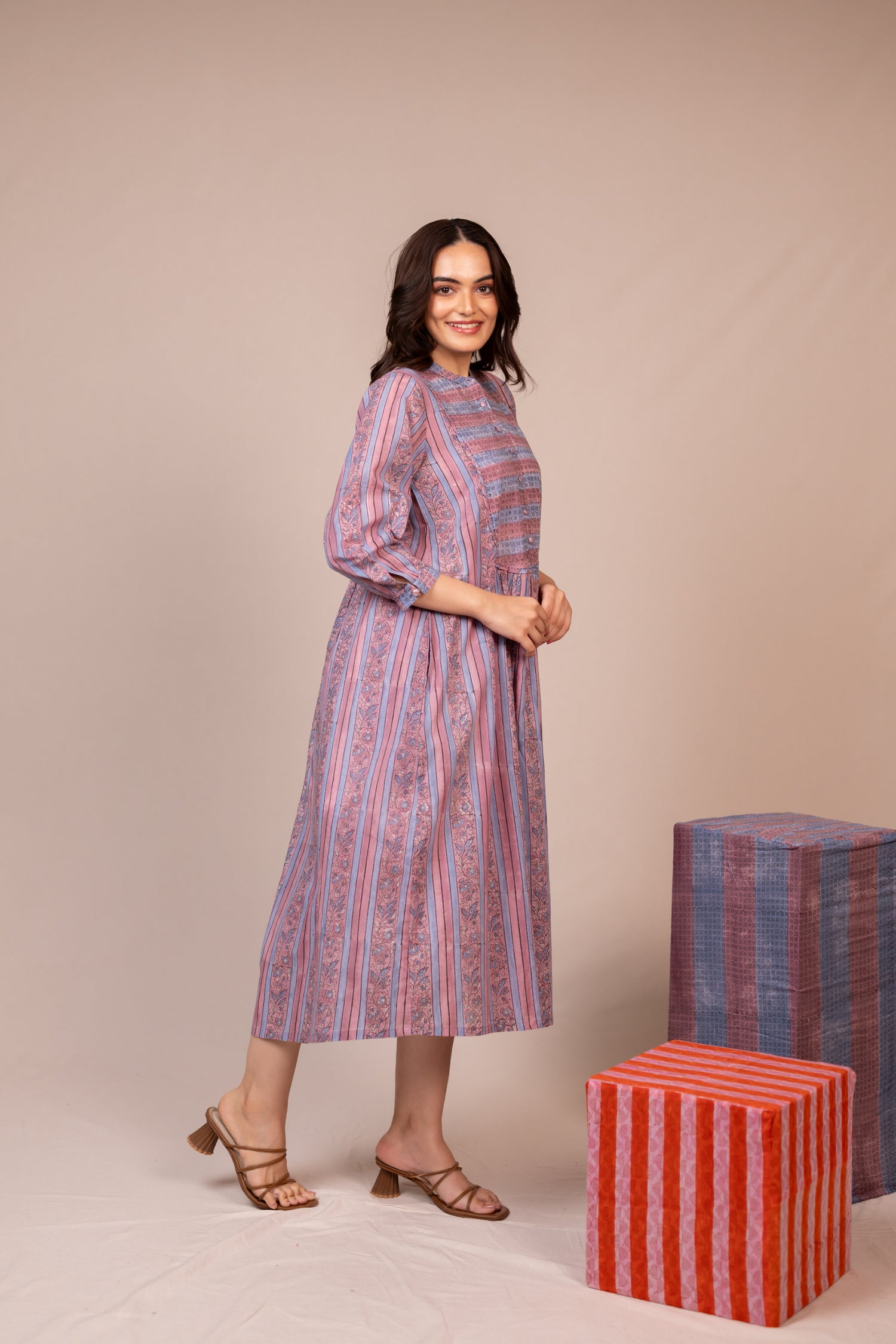 Light Lavender Hand Block Printed Fine Cotton Dress – Bel