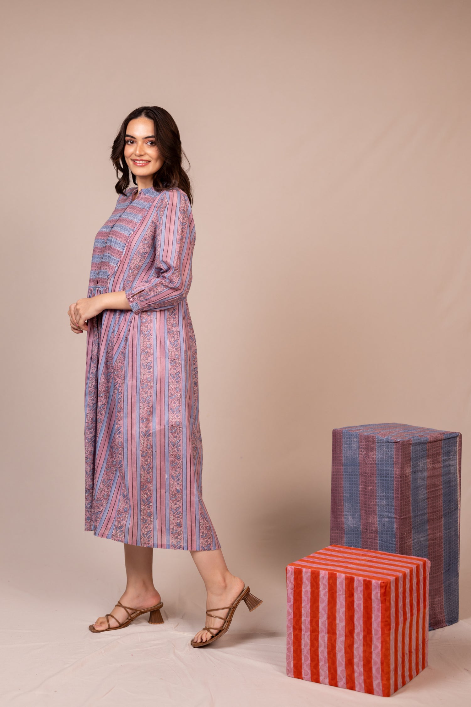 Light Lavender Hand Block Printed Fine Cotton Dress – Bel