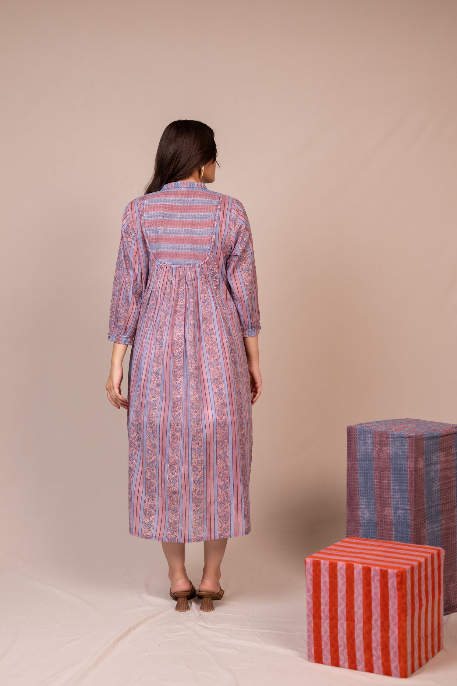 Light Lavender Hand Block Printed Fine Cotton Dress – Bel