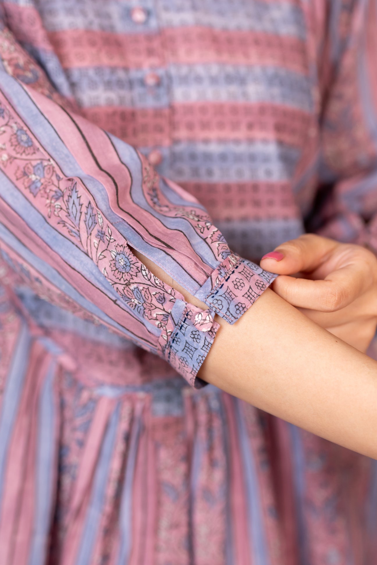 Light Lavender Hand Block Printed Fine Cotton Dress – Bel