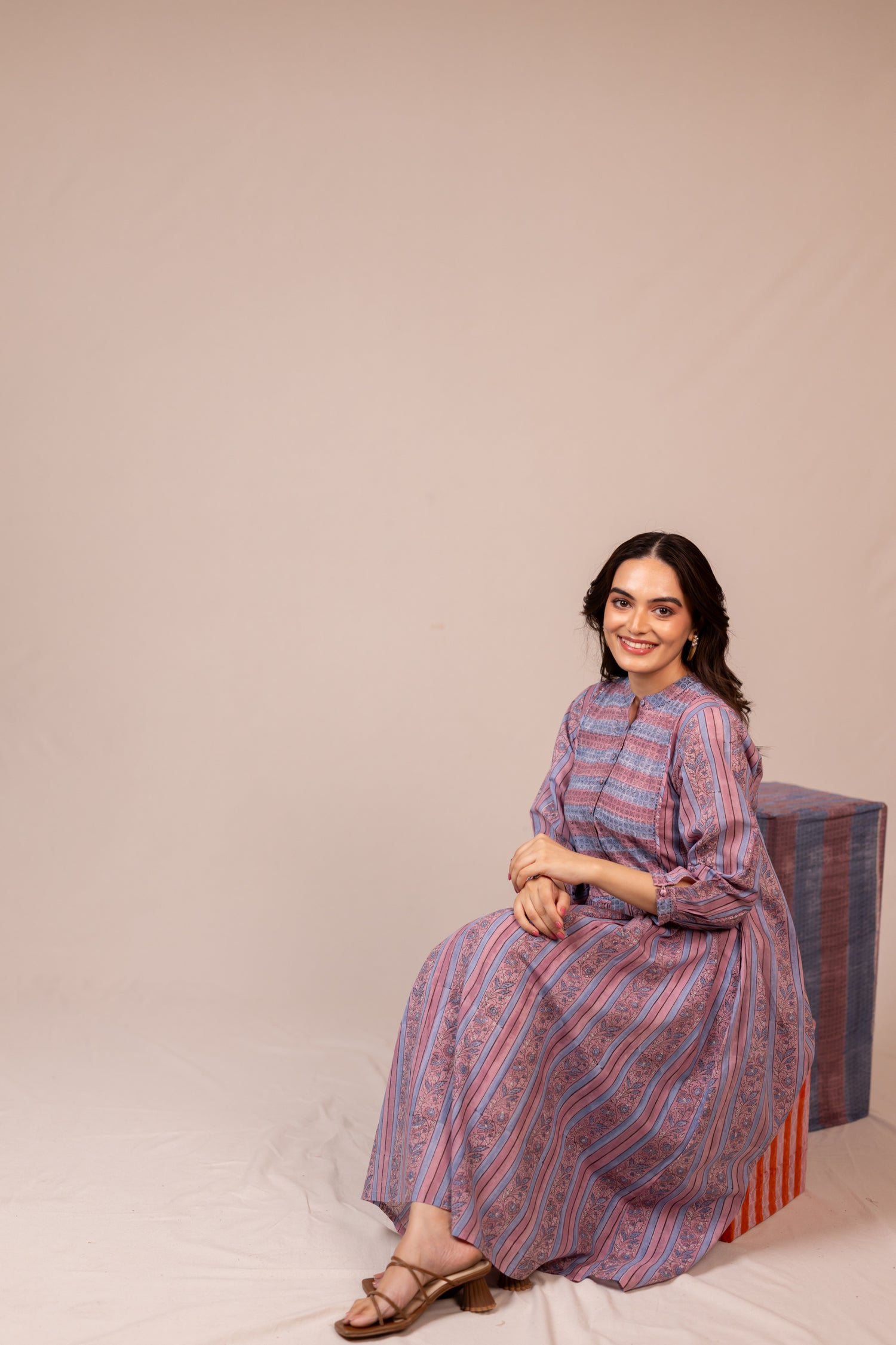 Light Lavender Hand Block Printed Fine Cotton Dress – Bel