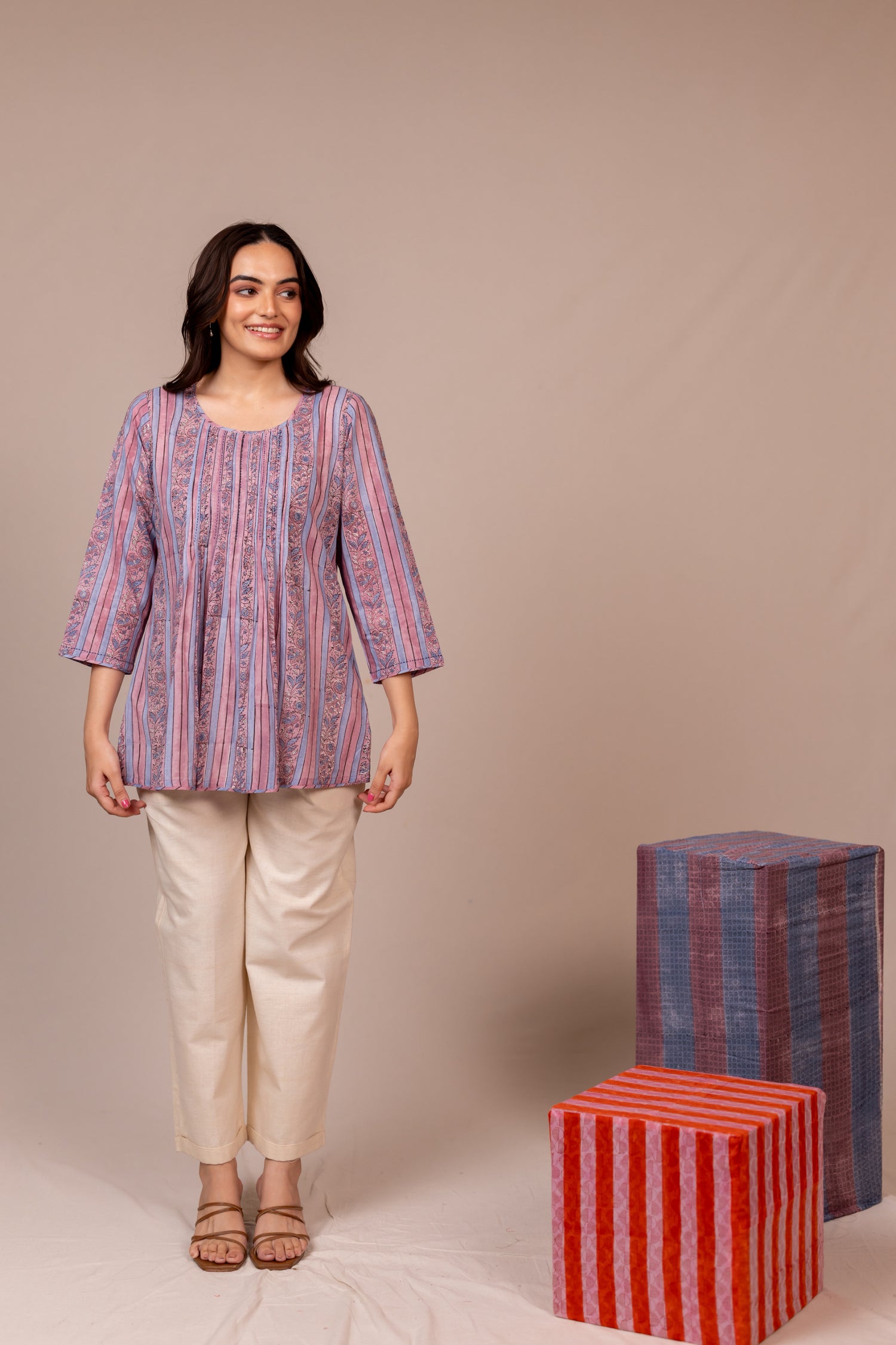 Light Lavender Hand Block Printed Fine Cotton Top – Bel
