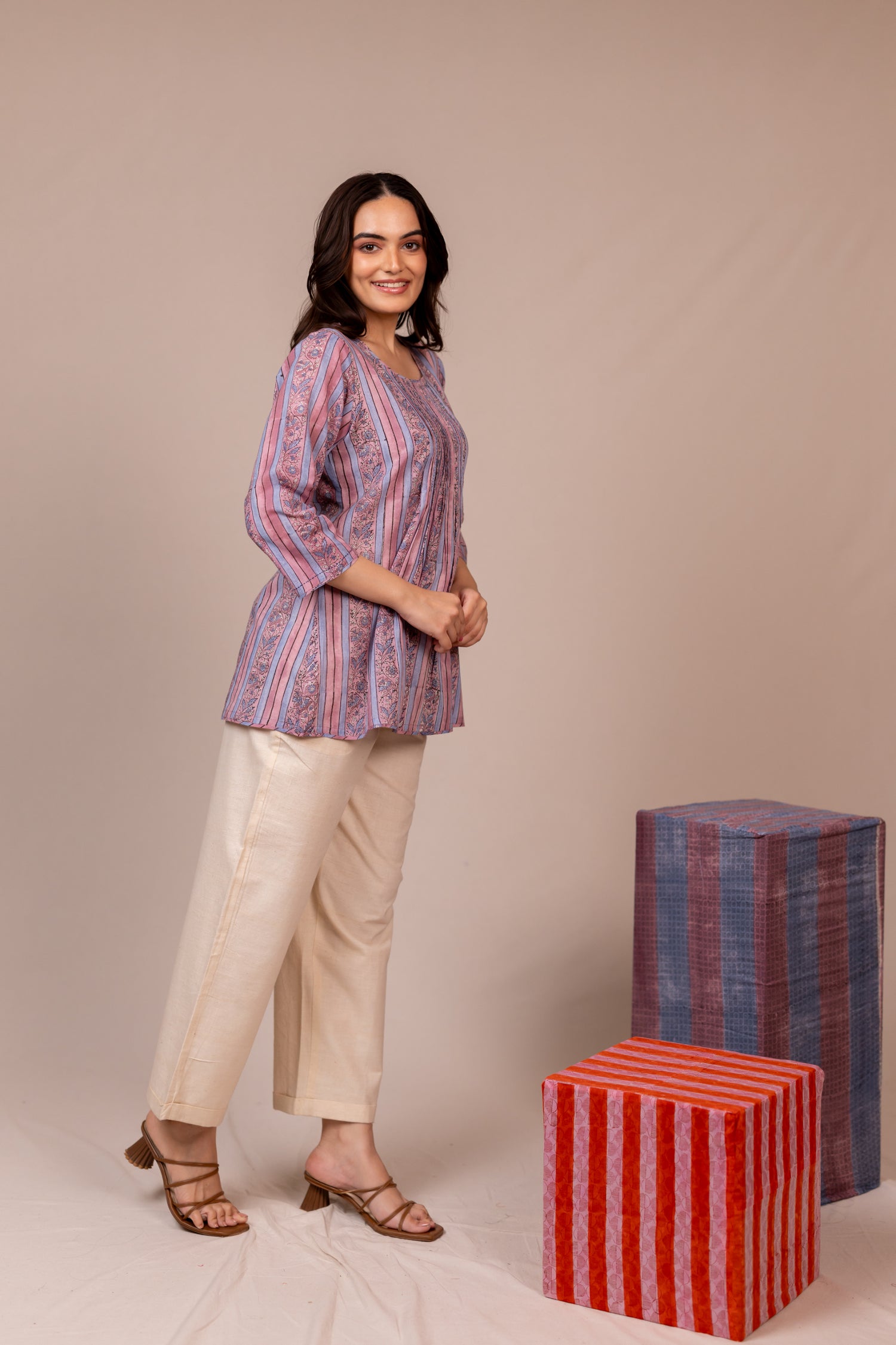 Light Lavender Hand Block Printed Fine Cotton Top – Bel