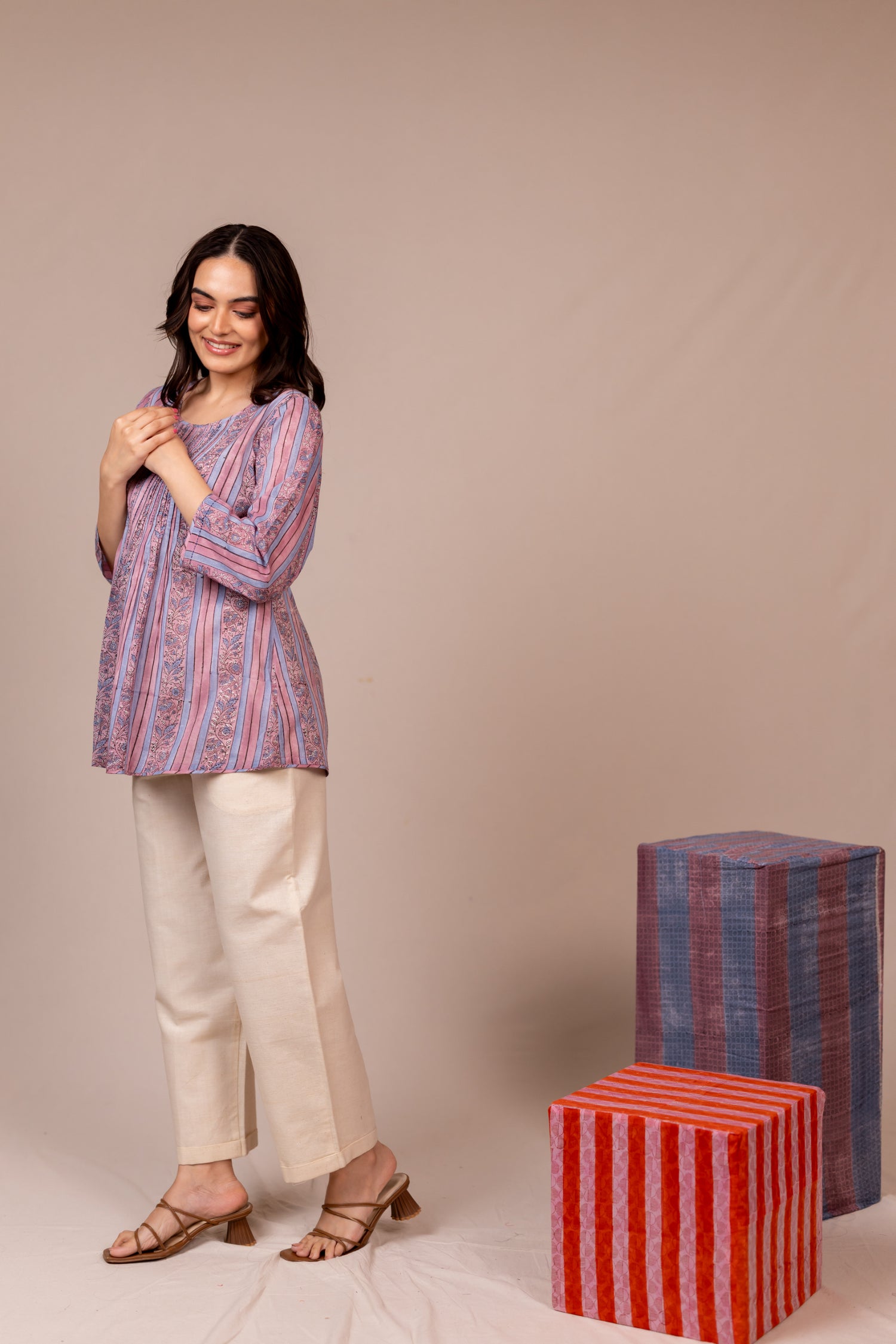 Light Lavender Hand Block Printed Fine Cotton Top – Bel