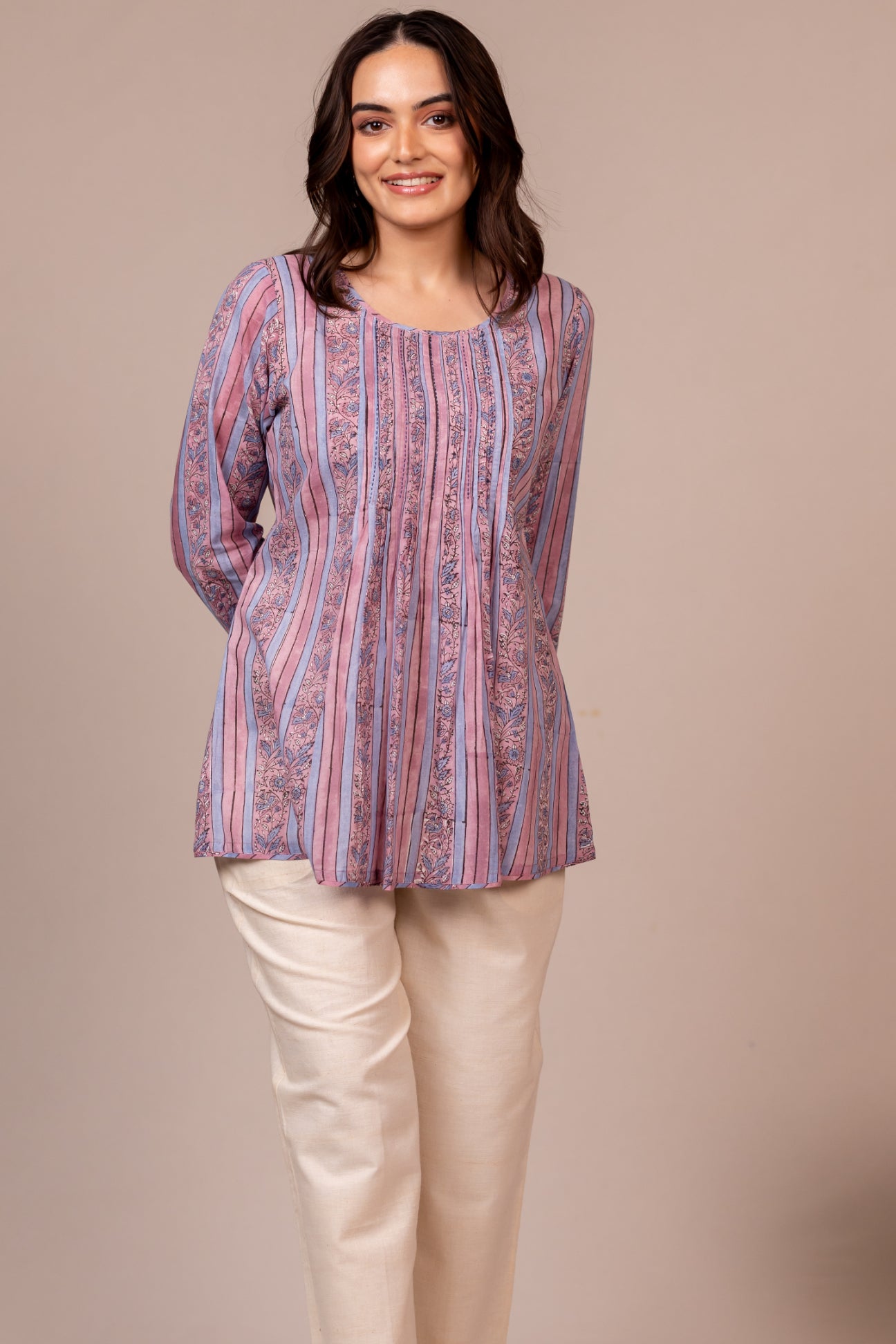 Light Lavender Hand Block Printed Fine Cotton Top – Bel
