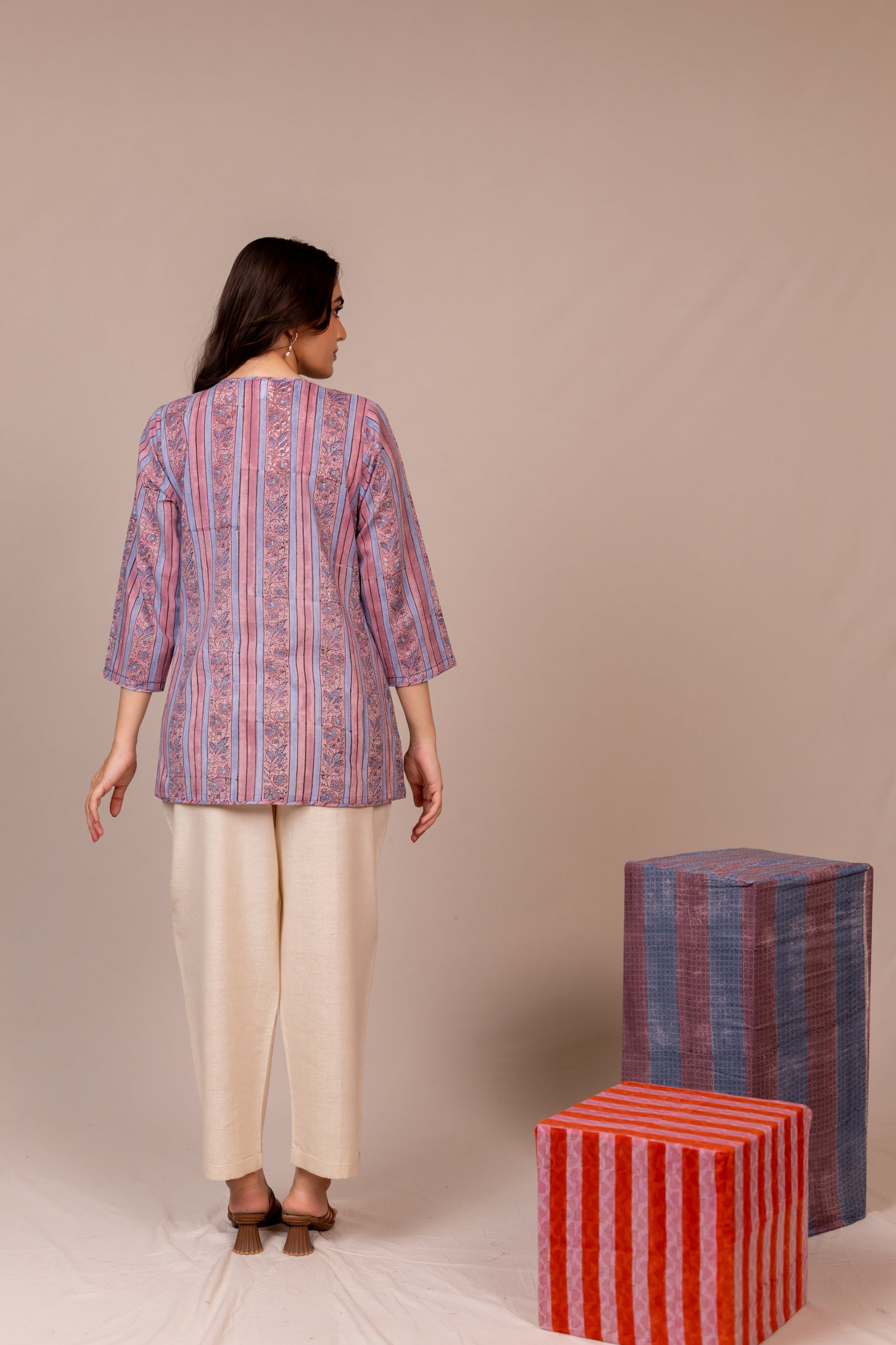 Light Lavender Hand Block Printed Fine Cotton Top – Bel