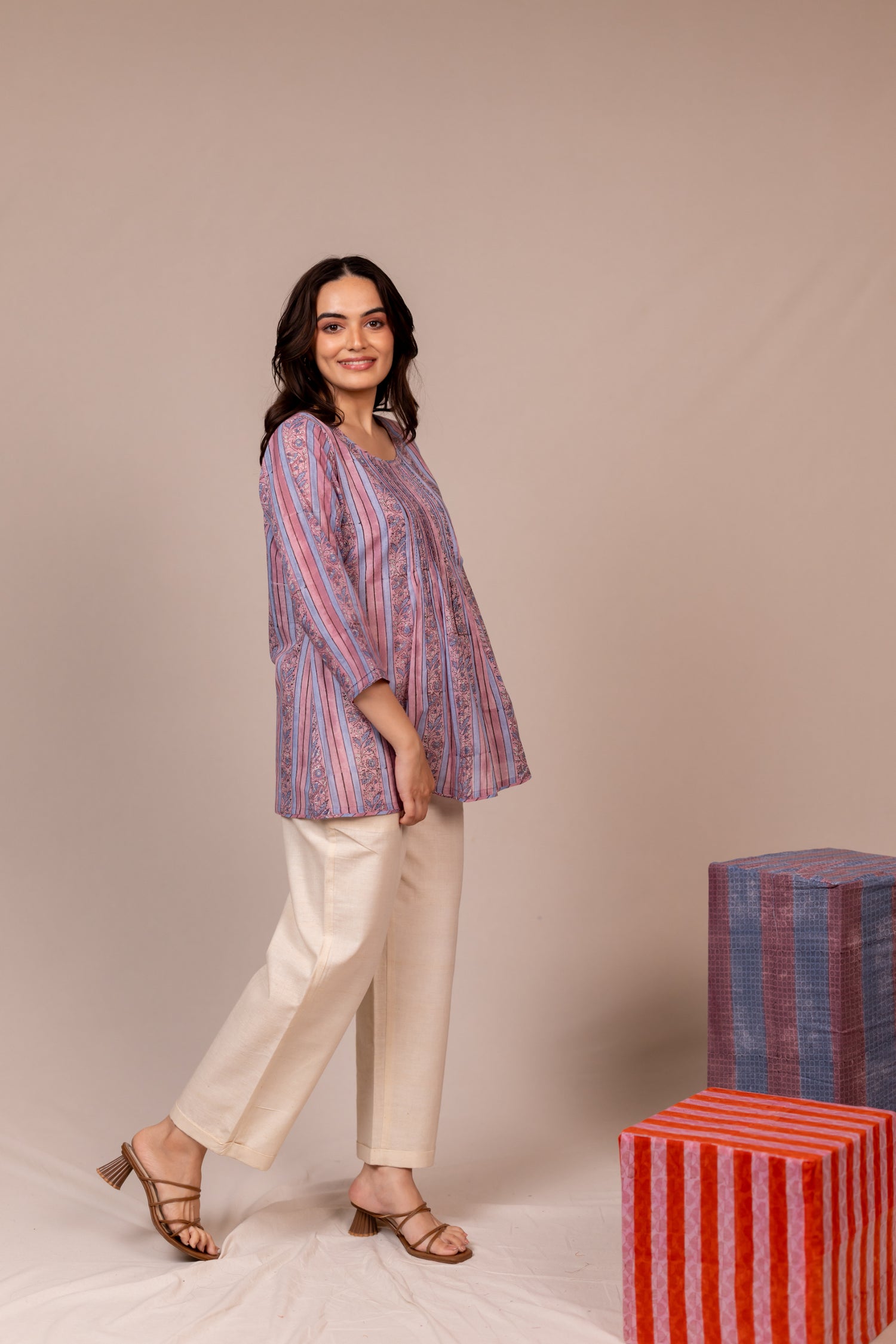 Light Lavender Hand Block Printed Fine Cotton Top – Bel