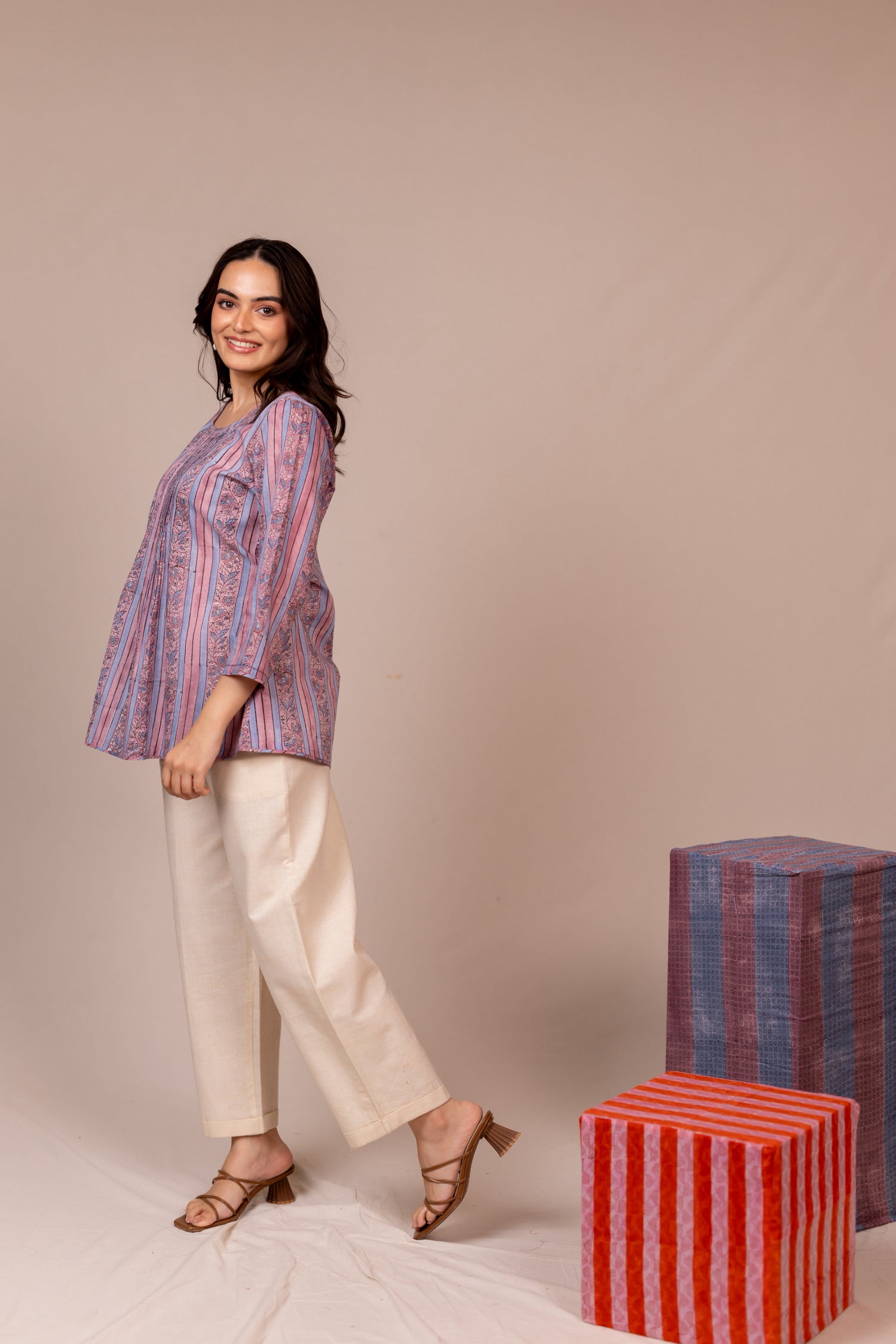 Light Lavender Hand Block Printed Fine Cotton Top – Bel