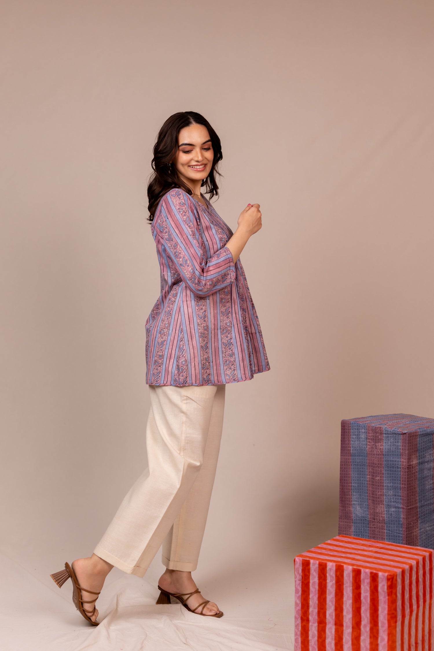Light Lavender Hand Block Printed Fine Cotton Top – Bel