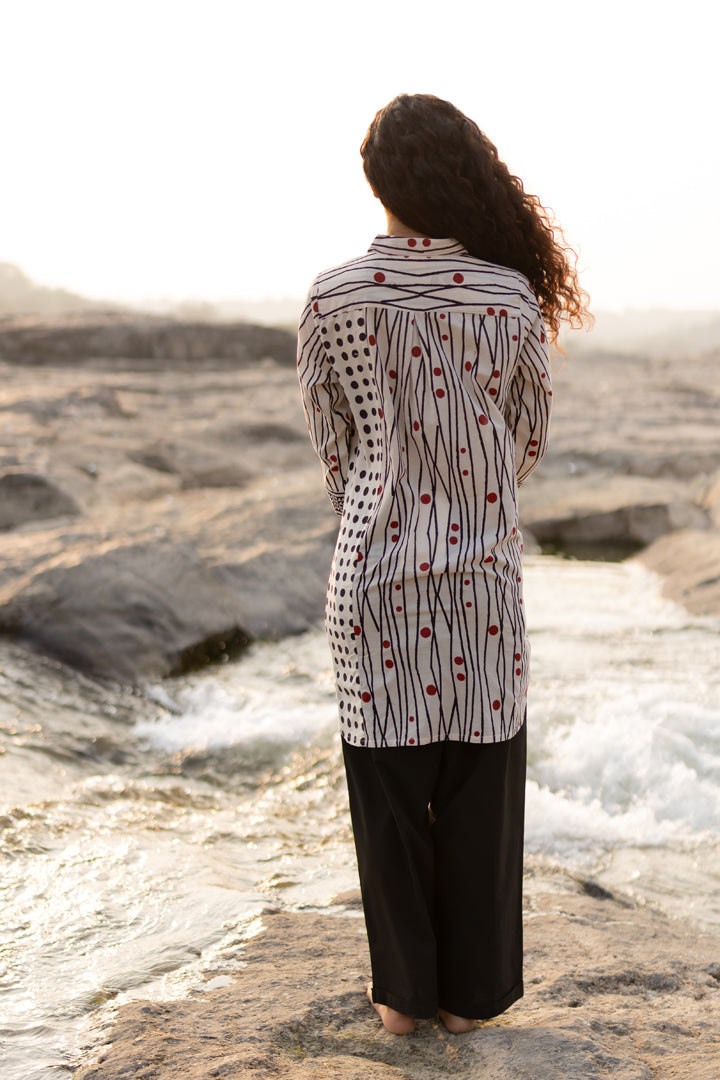 Off-White Bagh Stripe & Dot Cotton Shirt – Tarang