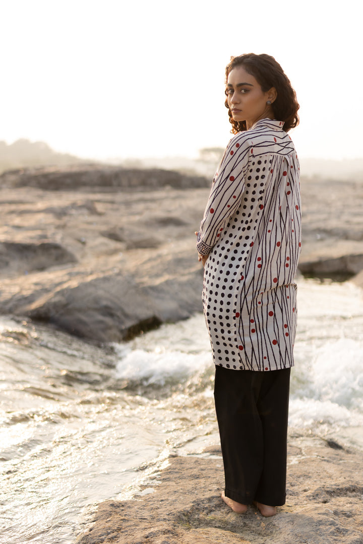 Off-White Bagh Stripe & Dot Cotton Shirt – Tarang