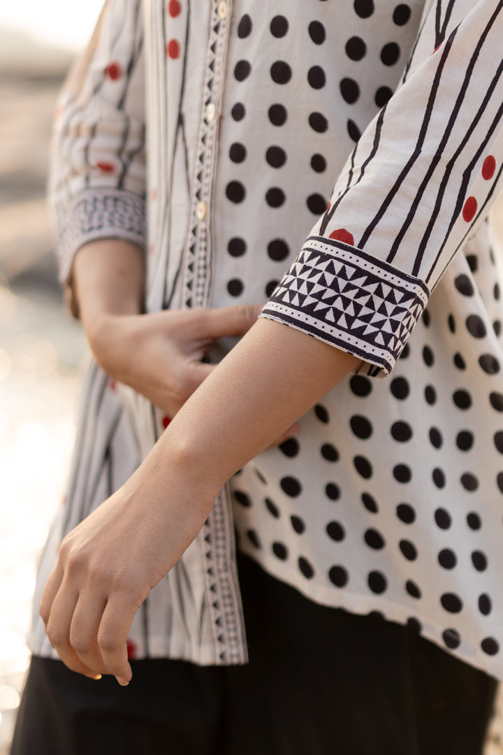 Off-White Bagh Stripe & Dot Cotton Shirt – Tarang