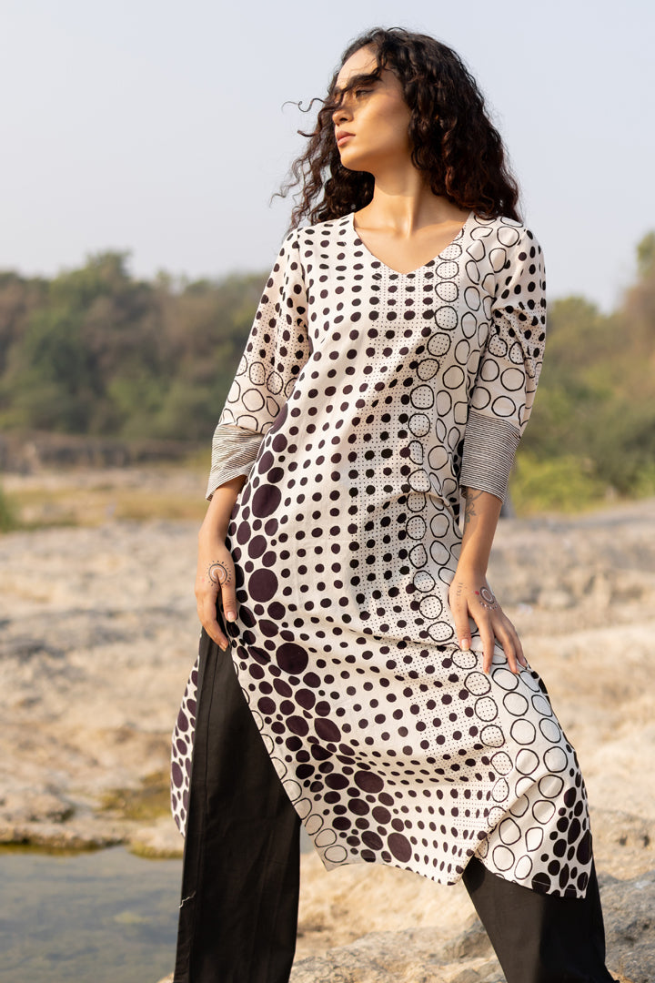 Black Bagh Circle Print Cotton Straight Kurta – Tarang