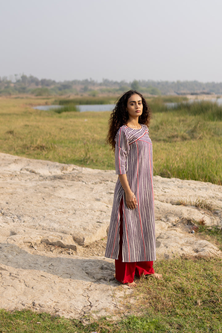 Black Bagh Stripe Print Cotton Kurta – Tarang