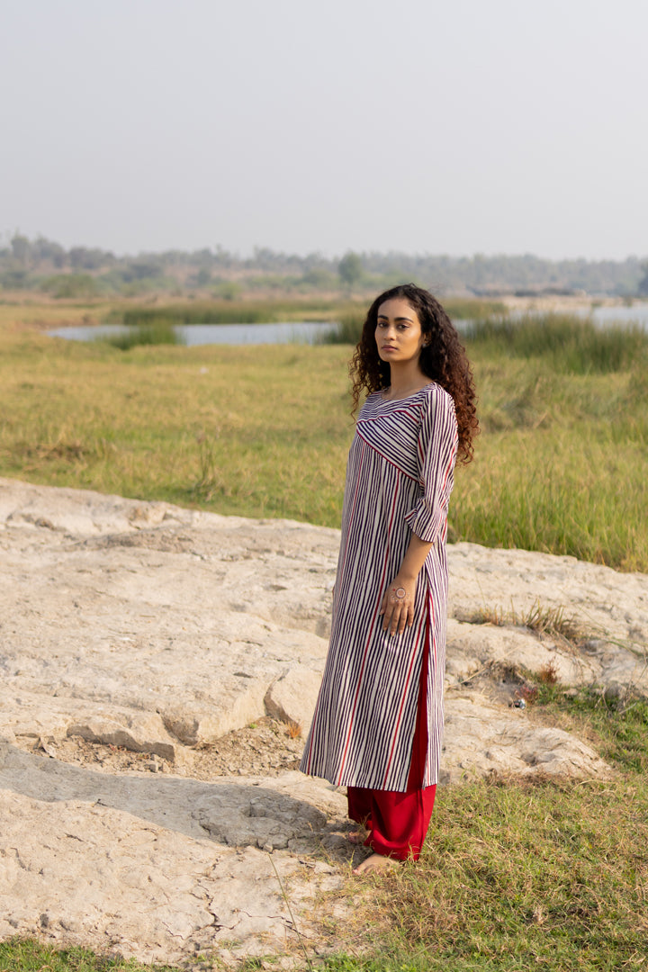 Black Bagh Stripe Print Cotton Kurta – Tarang