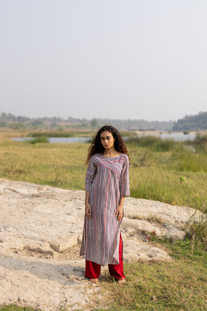 Black Bagh Stripe Print Cotton Kurta – Tarang