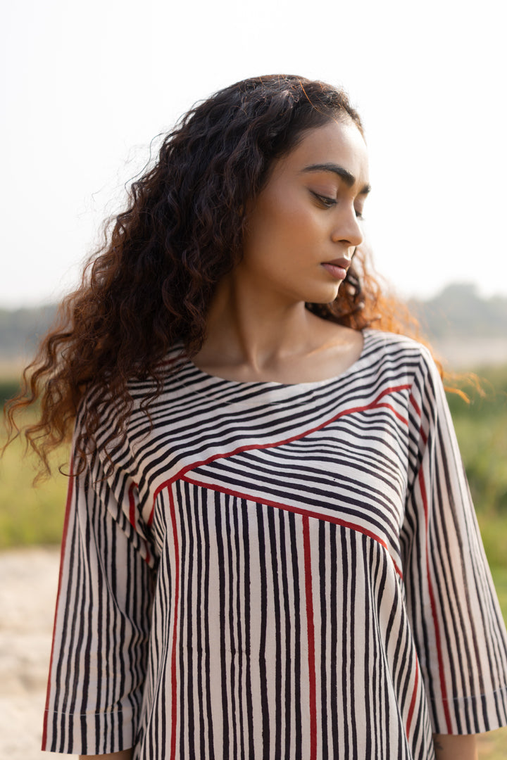 Black Bagh Stripe Print Cotton Kurta – Tarang
