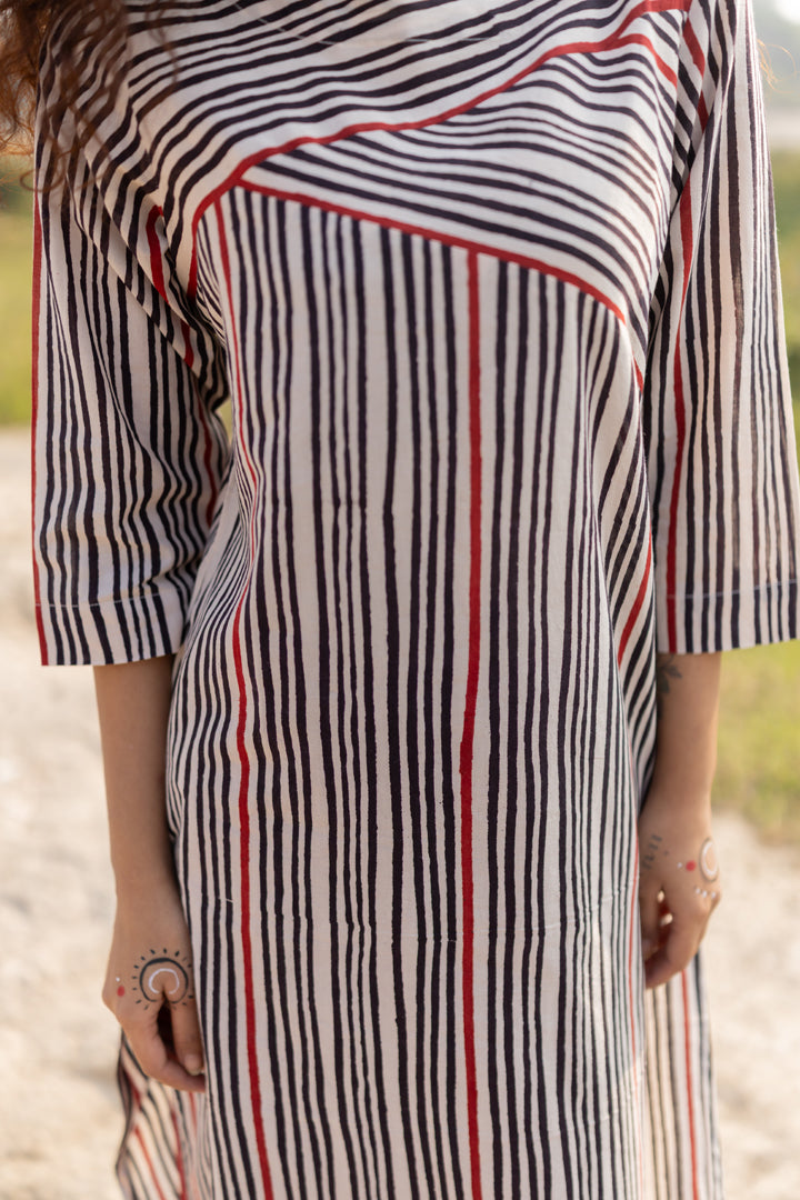 Black Bagh Stripe Print Cotton Kurta – Tarang