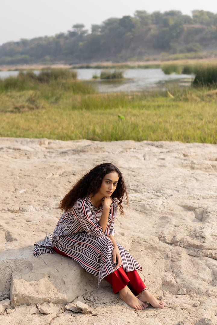 Black Bagh Stripe Print Cotton Kurta – Tarang