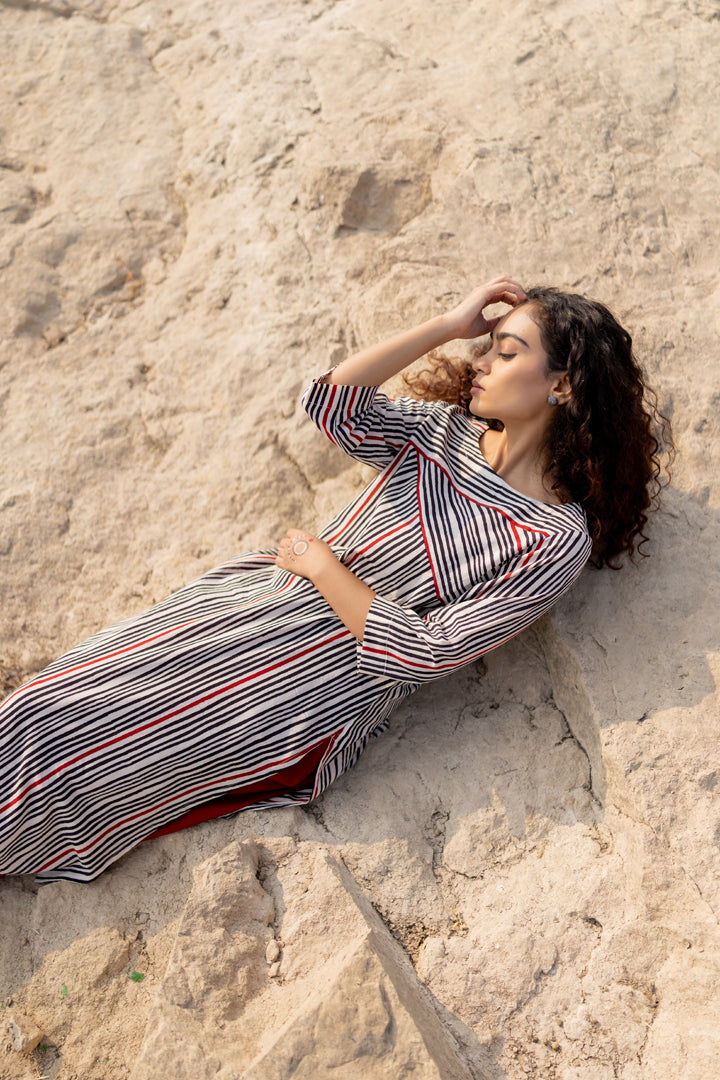 Black Bagh Stripe Print Cotton Kurta – Tarang