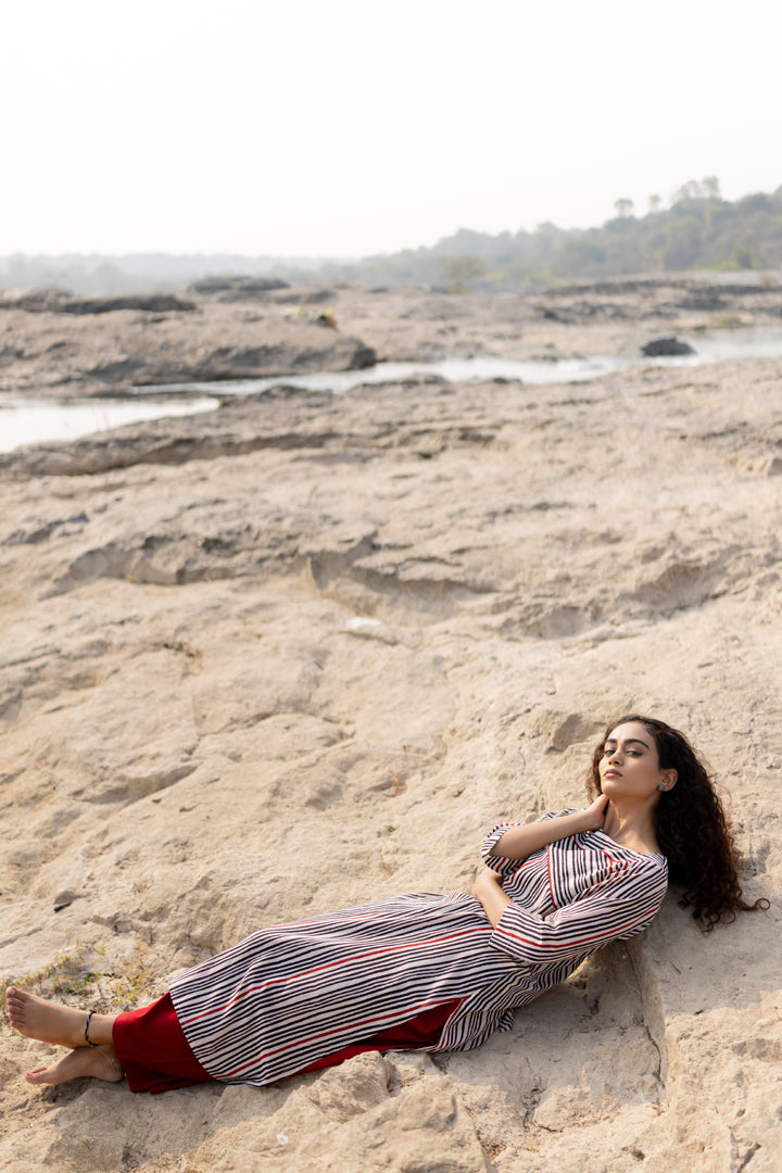 Black Bagh Stripe Print Cotton Kurta – Tarang
