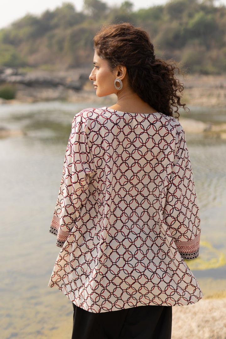 Bagh Hand Block Cotton A-Line Top – Tarang