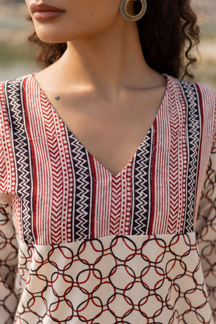 Bagh Hand Block Cotton A-Line Top – Tarang