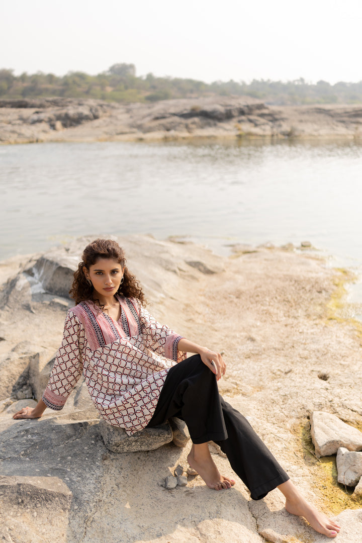 Bagh Hand Block Cotton A-Line Top – Tarang