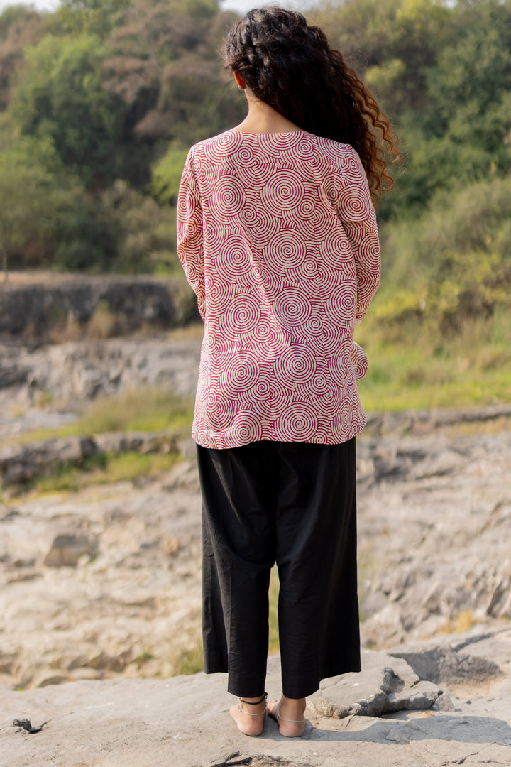 Bagh Spiral Motif Maroon Cotton Shirt – Tarang