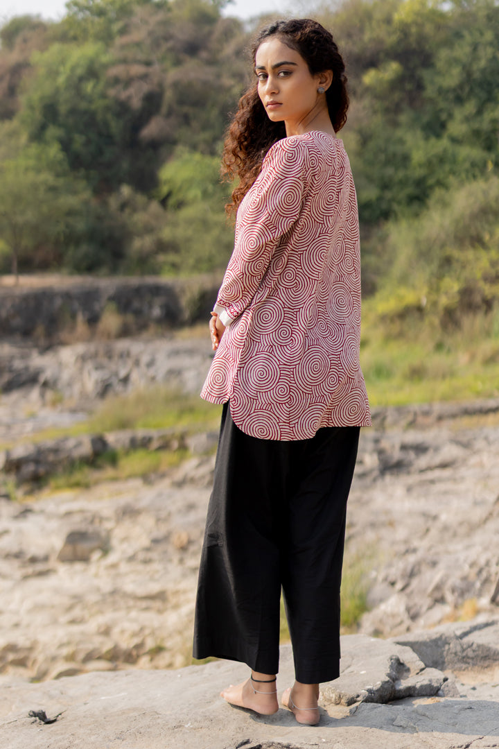 Bagh Spiral Motif Maroon Cotton Shirt – Tarang