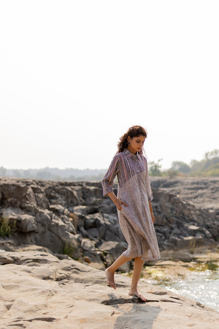 Bagh Block Print Cotton Shirt Dress – Tarang