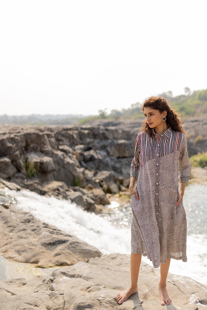 Bagh Block Print Cotton Shirt Dress – Tarang