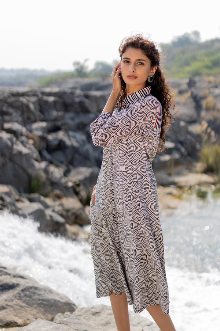 Bagh Block Print Cotton Shirt Dress – Tarang