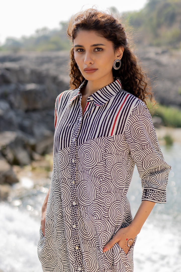 Bagh Block Print Cotton Shirt Dress – Tarang