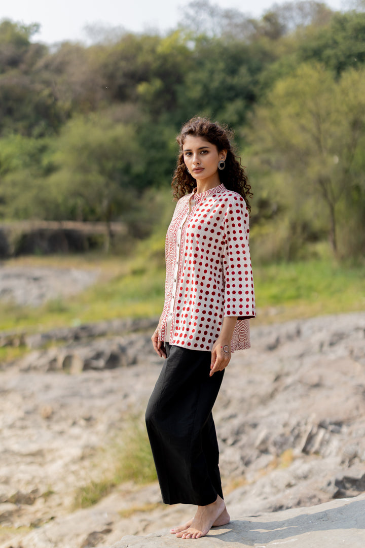 Maroon Bagh Dual Print Cotton Shirt – Tarang