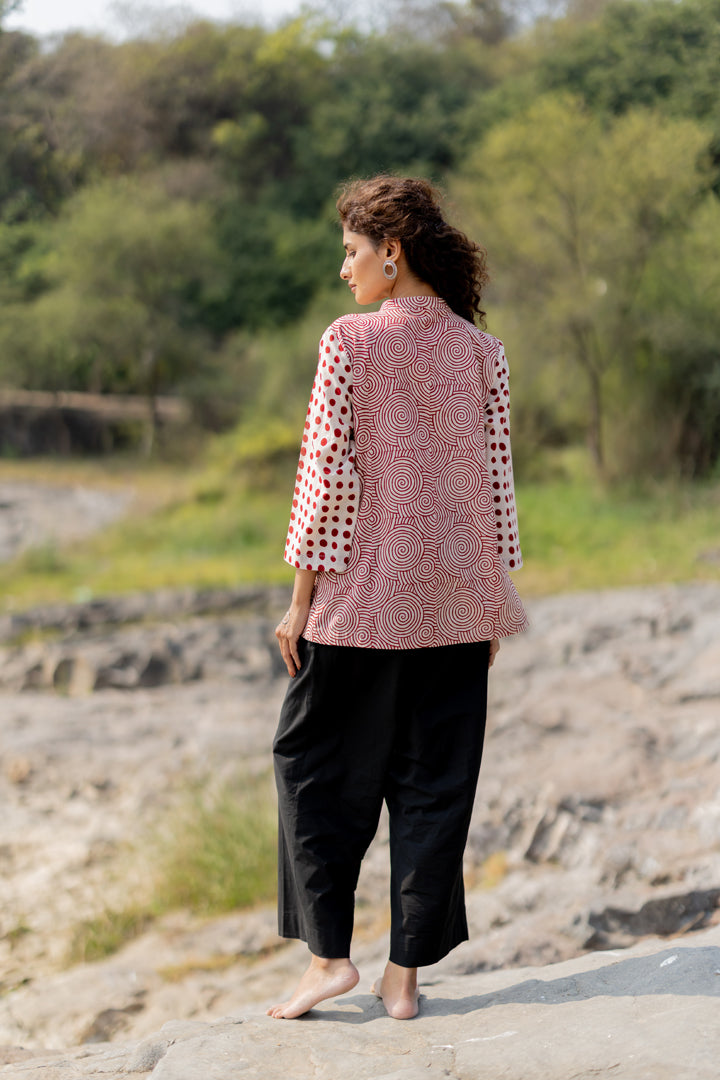 Maroon Bagh Dual Print Cotton Shirt – Tarang