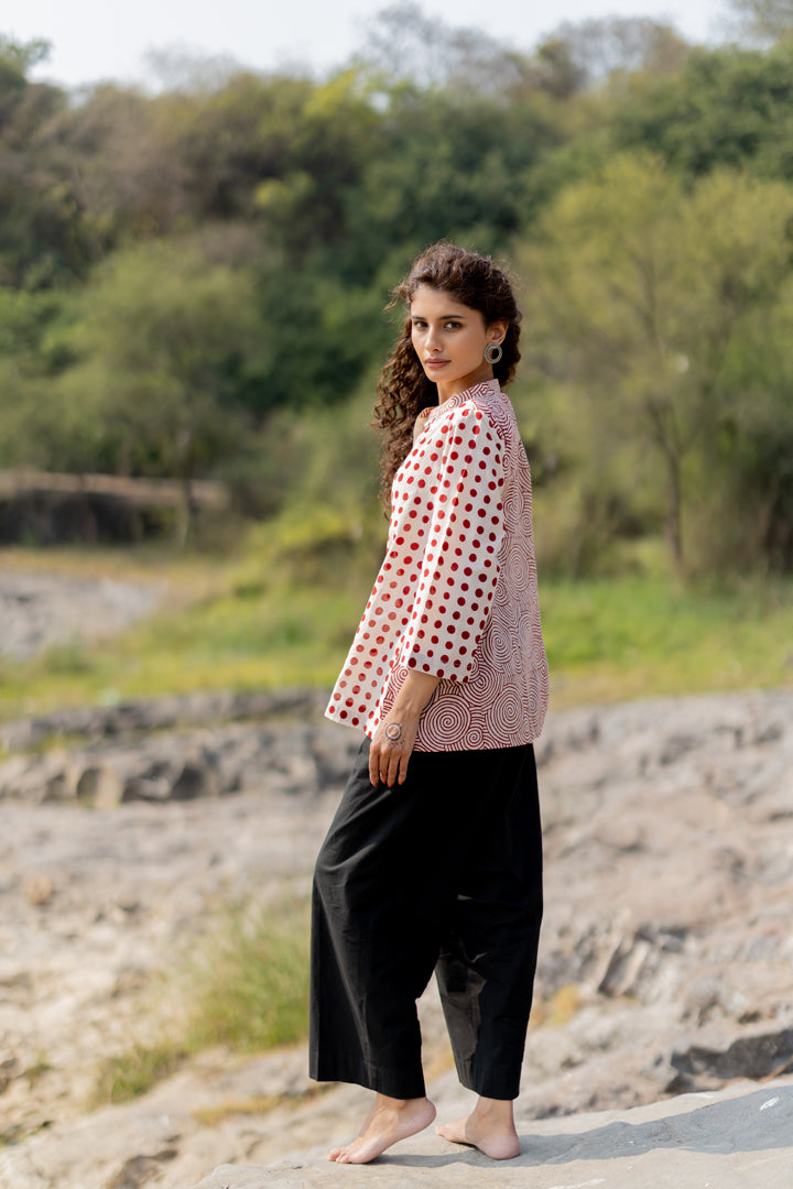 Maroon Bagh Dual Print Cotton Shirt – Tarang