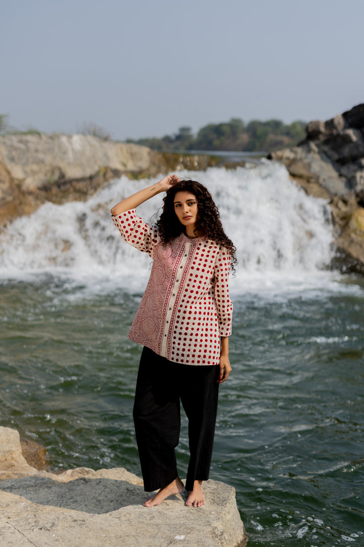Maroon Bagh Dual Print Cotton Shirt – Tarang