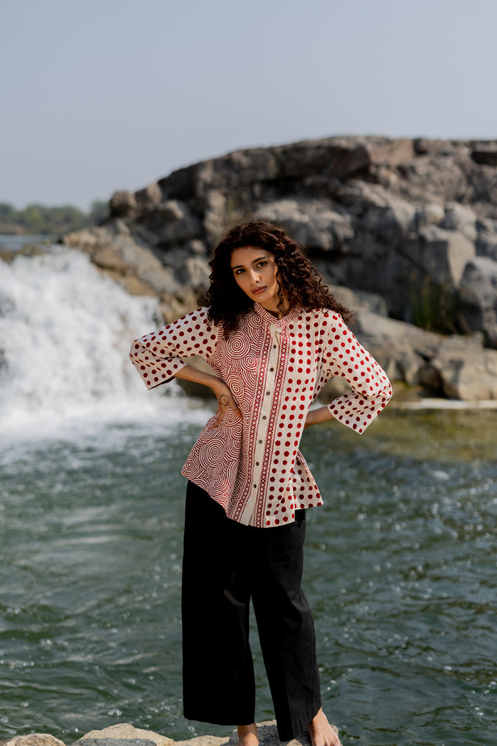 Maroon Bagh Dual Print Cotton Shirt – Tarang