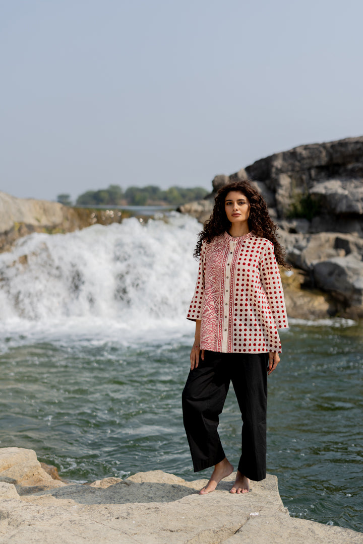 Maroon Bagh Dual Print Cotton Shirt – Tarang