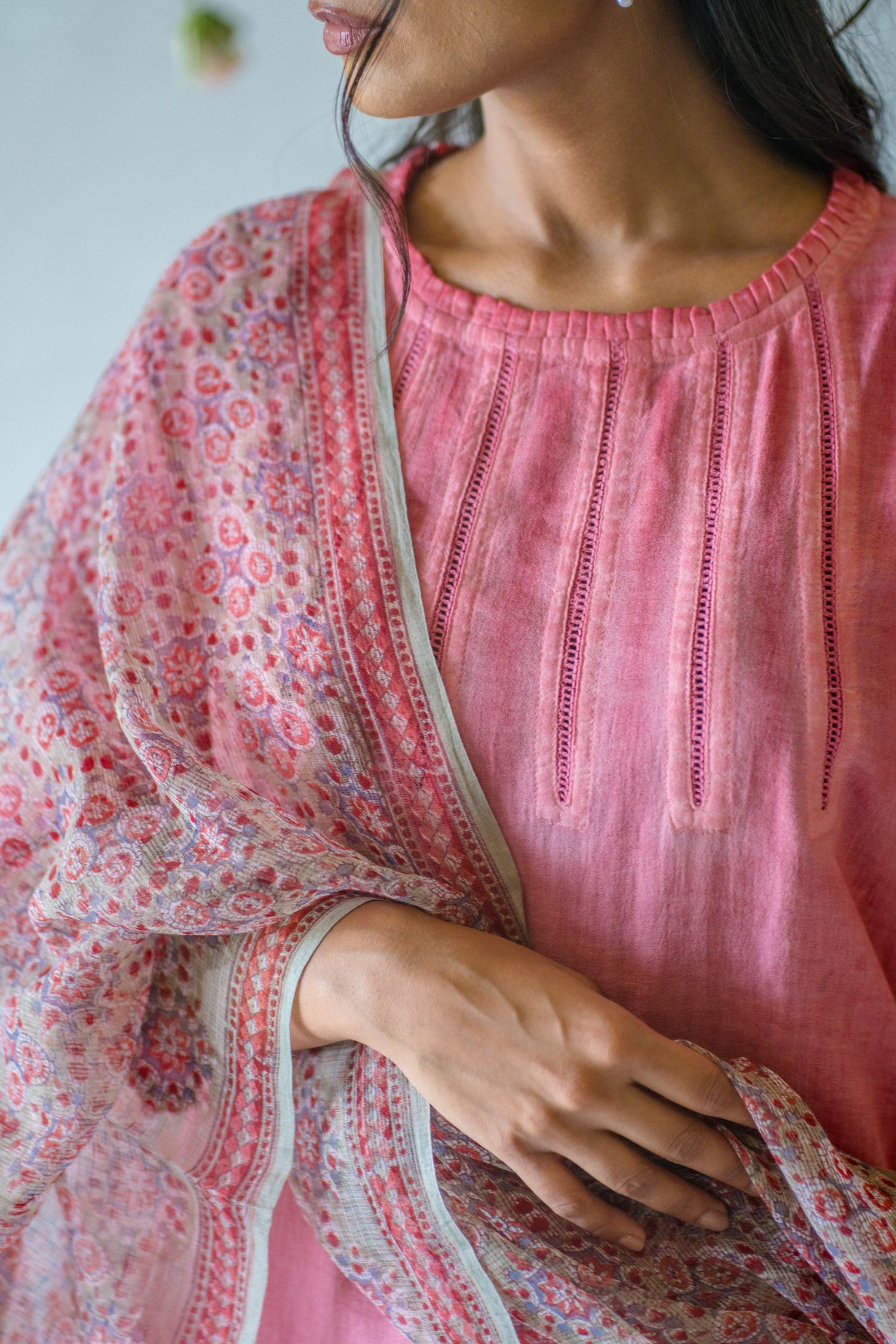 Indian Summer Pink Overdyed Cotton Kurta  | Ray-ethnic