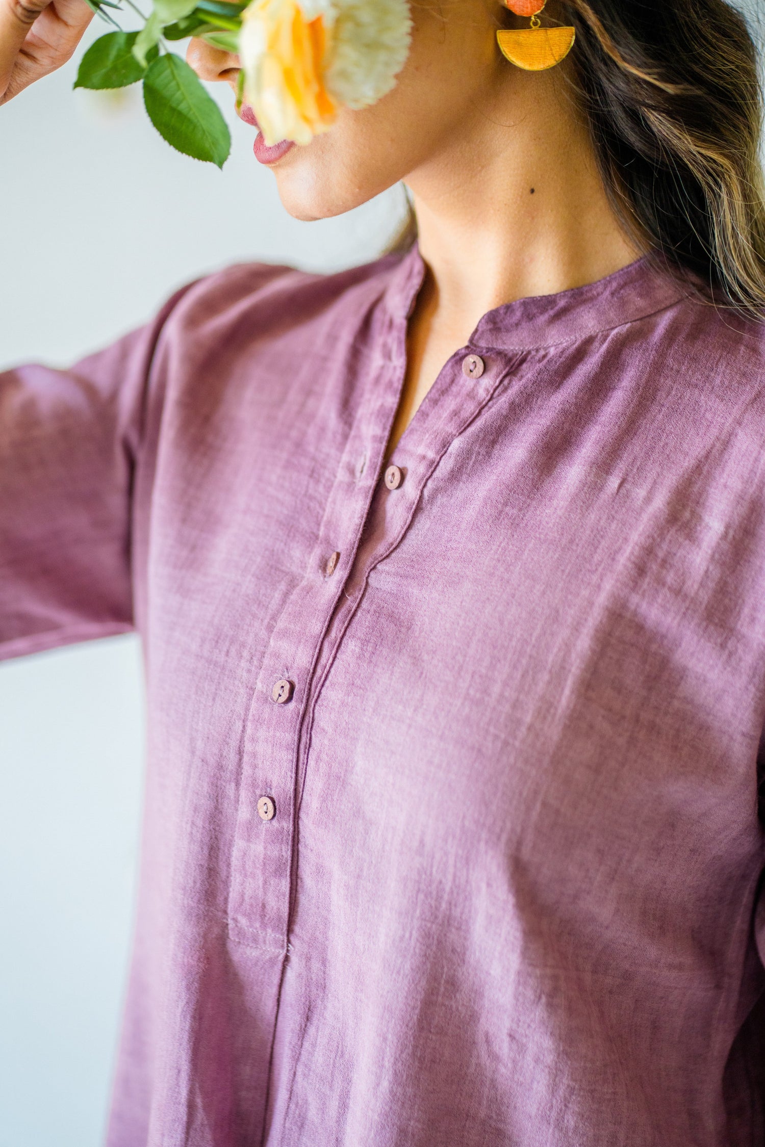 Indian Summer Lavender Cotton Top | Ray-ethnic