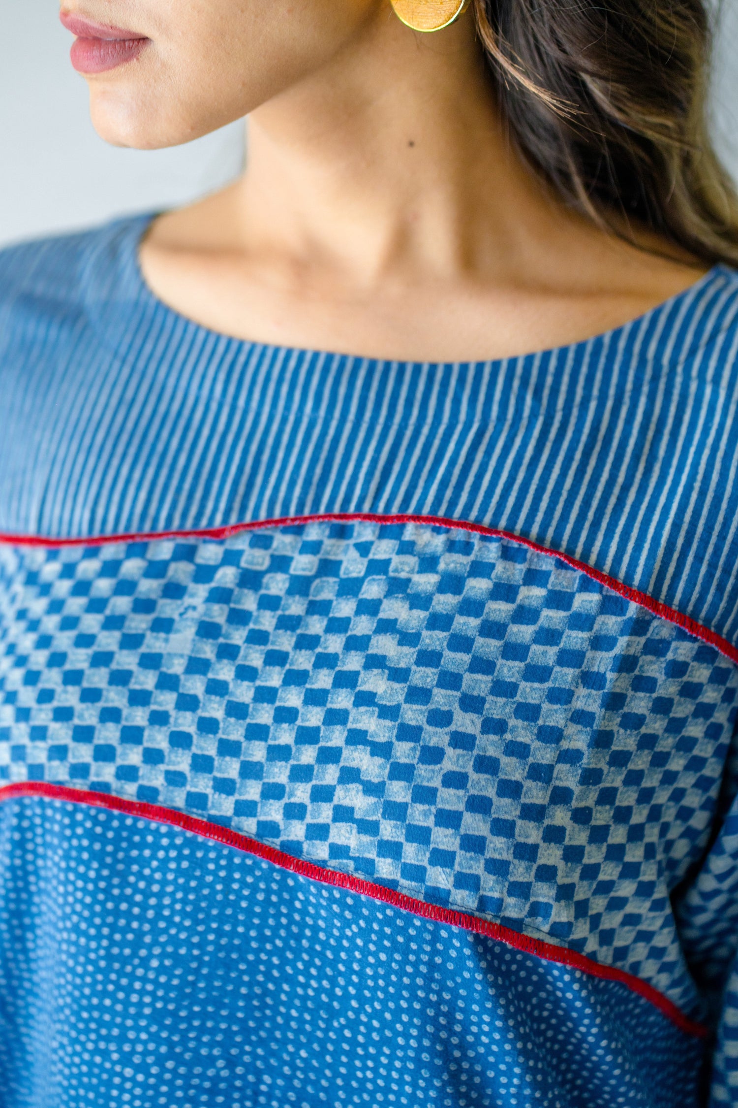 Indian Summer Indigo Blue Dabu Cotton Top | Ray-ethnic