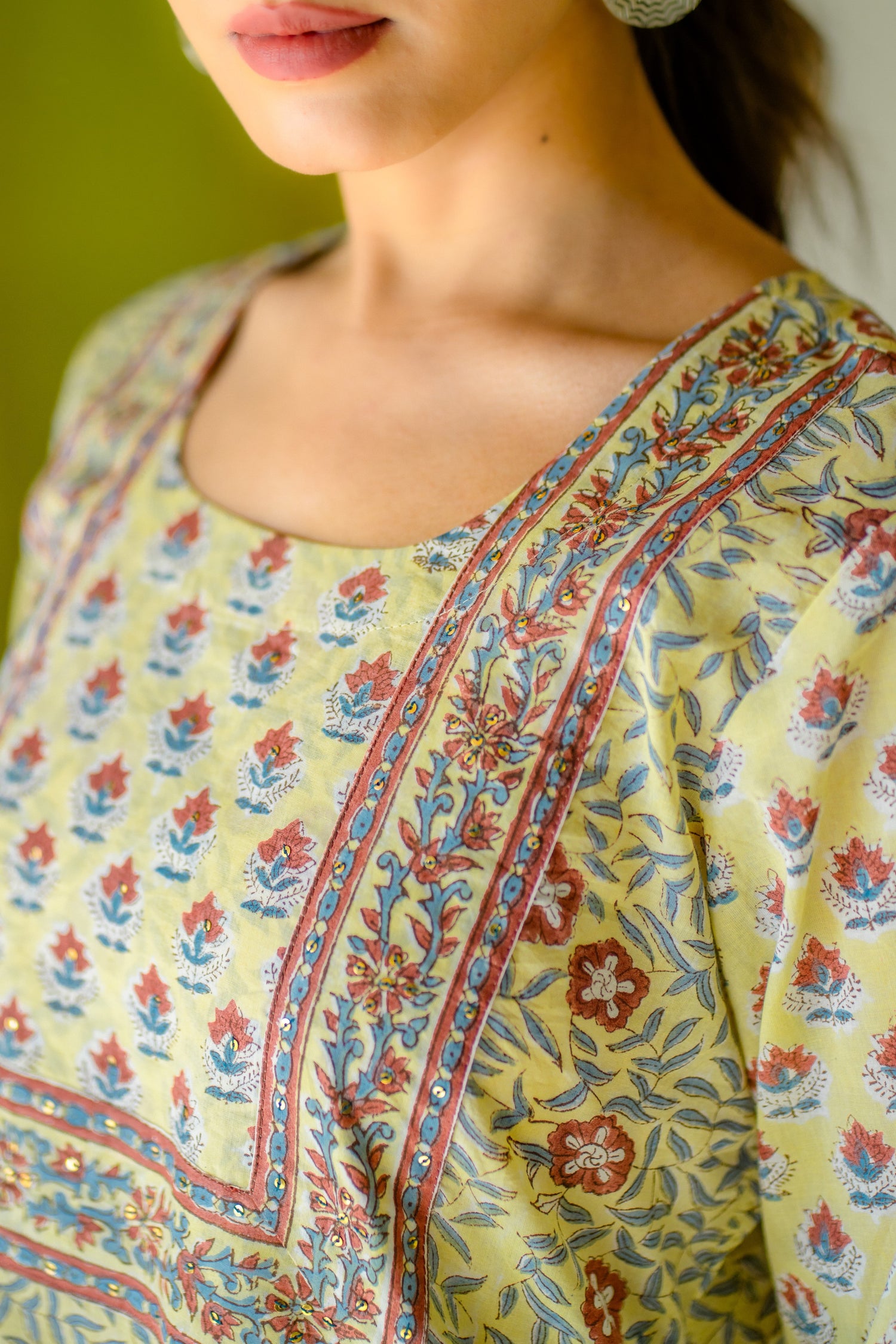 Indian Summer Yellow Printed Cotton Set of 2 | Ray-ethnic